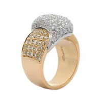 18K Yellow and White Gold Pave Diamond Wide Ring