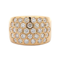 Leo Pizzo 18K Yellow Gold Flush Set Diamond Wide Band