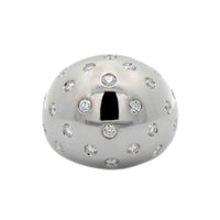 Leo Pizzo 18K White Gold Flush Set Diamond Dome Ring