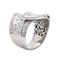 Leo Pizzo 18K White Gold Flush and Pave Set Diamond Bypass Ring