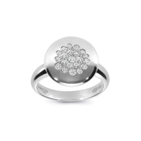 Leo Pizzo 18K White Gold Pave Diamond Small Disc Ring