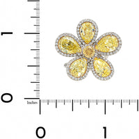 Eclat Jewels Platinum Yellow and White Diamond Flower Ring