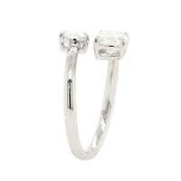 18K White Gold 2 Stone Cushion and Pear Shaped Diamond Ring