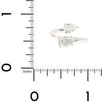 18K White Gold 2 Stone Cushion and Pear Shaped Diamond Ring