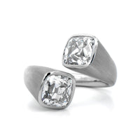 Eclat Jewels Platinum Old Mine Cut Diamond Twin Bypass Ring