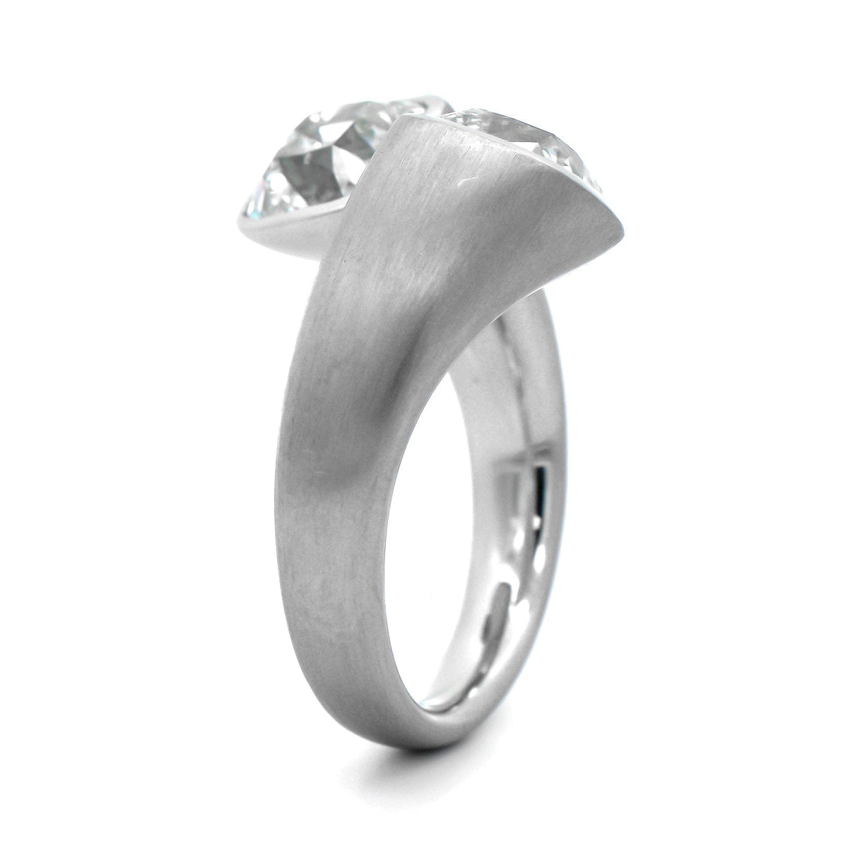 Eclat Jewels Platinum Old Mine Cut Diamond Twin Bypass Ring