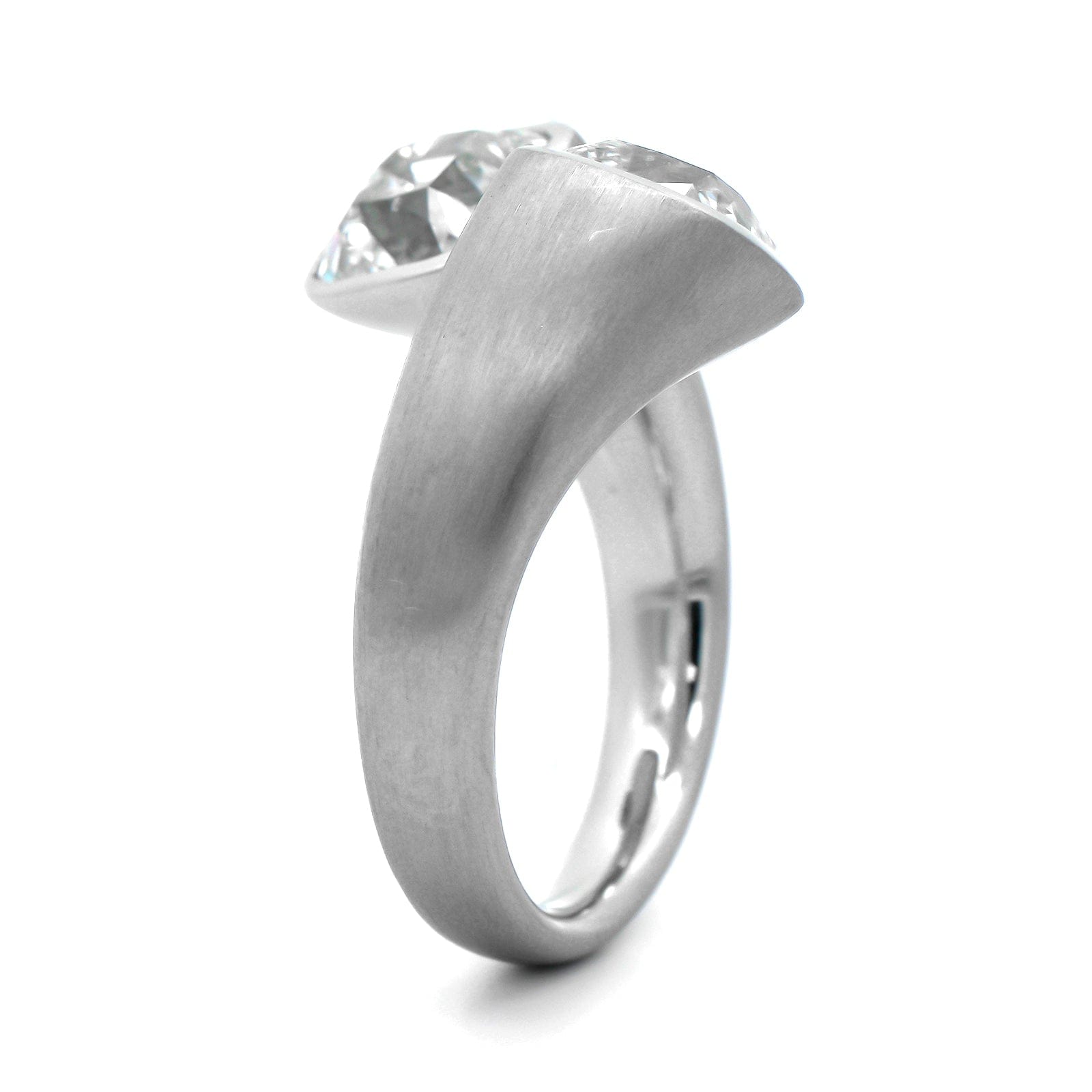 Eclat Jewels Platinum Old Mine Cut Diamond Twin Bypass Ring