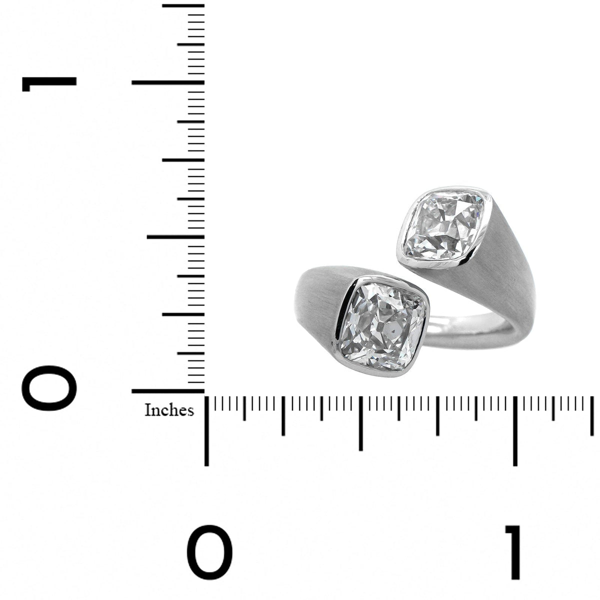 Eclat Jewels Platinum Old Mine Cut Diamond Twin Bypass Ring