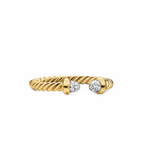 Micro Cablespira® Flex Open Ring 18K Yellow Gold with Pavé Diamond Domes, 2.5mm