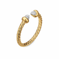 Micro Cablespira® Flex Open Ring 18K Yellow Gold with Pavé Diamond Domes, 2.5mm