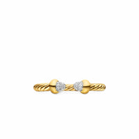 Micro Cablespira® Flex Open Ring 18K Yellow Gold with Pavé Diamond Domes, 2.5mm