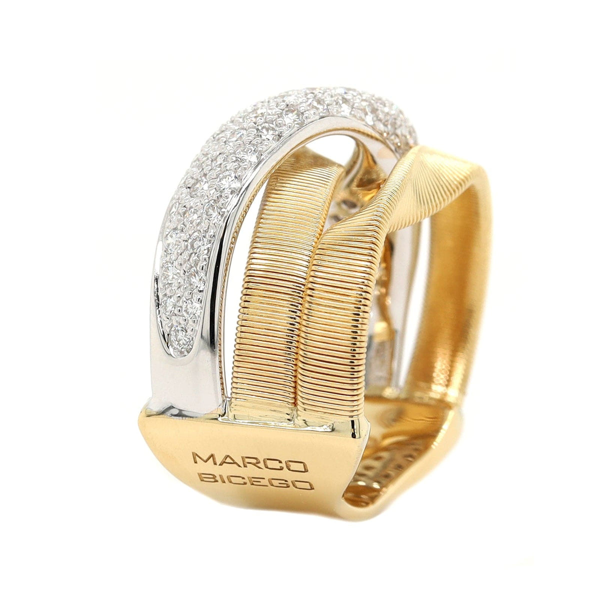 Marco Bicego 18K Yellow and White Gold Marrakech Pave Diamond Ring
