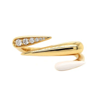 Etho Maria 18K Yellow Gold Diamond and White Ceramic Bypass Ring
