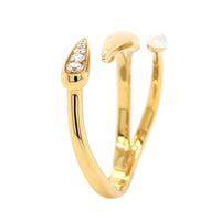 Etho Maria 18K Yellow Gold Diamond and White Ceramic Bypass Ring