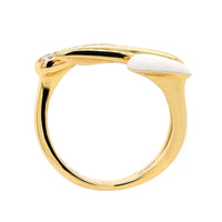 Etho Maria 18K Yellow Gold Diamond and White Ceramic Bypass Ring