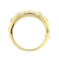18K Yellow Gold Burnished Set Round Diamond Wide Ring