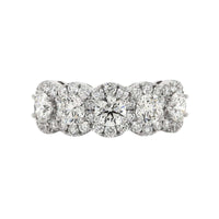 18K White Gold 5 Stone Diamond Halo Ring