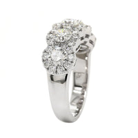 18K White Gold 5 Stone Diamond Halo Ring