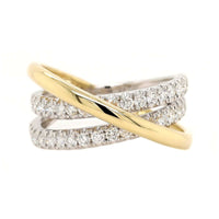 14K Two-Tone Gold Criss Cross Diamond Ring