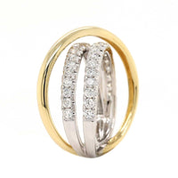 14K Two-Tone Gold Criss Cross Diamond Ring