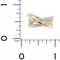 14K Two-Tone Gold Criss Cross Diamond Ring