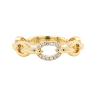 14K Yellow Gold Oval and Pave Diamond Link Ring