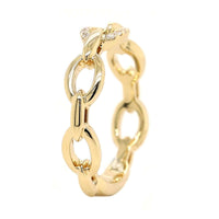 14K Yellow Gold Oval and Pave Diamond Link Ring