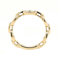 14K Yellow Gold Oval and Pave Diamond Link Ring