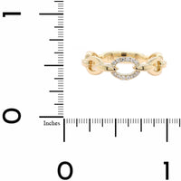 14K Yellow Gold Oval and Pave Diamond Link Ring