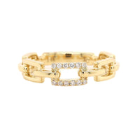 14K Yellow Gold Pave Diamond Chain Link Ring