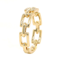 14K Yellow Gold Pave Diamond Chain Link Ring