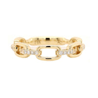 14K Yellow Gold Alternating Pave Diamond Link Ring