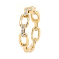 14K Yellow Gold Alternating Pave Diamond Link Ring