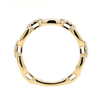 14K Yellow Gold Alternating Pave Diamond Link Ring