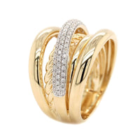 14K Yellow Gold Multi Row Pave Diamond Ring