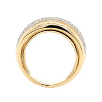 14K Yellow Gold Multi Row Pave Diamond Ring