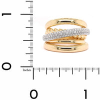 14K Yellow Gold Multi Row Pave Diamond Ring