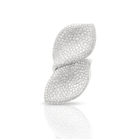 Pasquale Bruni 18K White Gold Pave Diamond Double Leaf Aleluia Ring