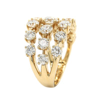 14K Yellow Gold Three Row Diamond Ring
