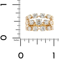 14K Yellow Gold Three Row Diamond Ring