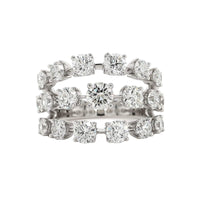 14K White Gold Three Row Diamond Ring
