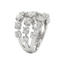 14K White Gold Three Row Diamond Ring