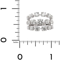 14K White Gold Three Row Diamond Ring