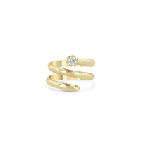 14K Yellow Gold Thick Double Wrap Around Diamond Ring