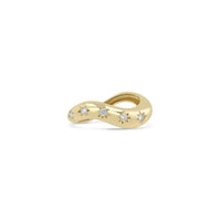 14K Yellow Gold 5 Star Set Diamond Wave Ring