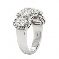 18K White Gold 5 Stone Oval Diamond Halo Ring