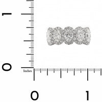 18K White Gold 5 Stone Oval Diamond Halo Ring