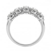 18K White Gold 5 Stone Oval Diamond Halo Ring