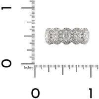 18K White Gold 5 Stone Oval Diamond Halo Ring