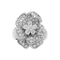 Leo Pizzo 18K White Gold Pave Diamond Flower Ring